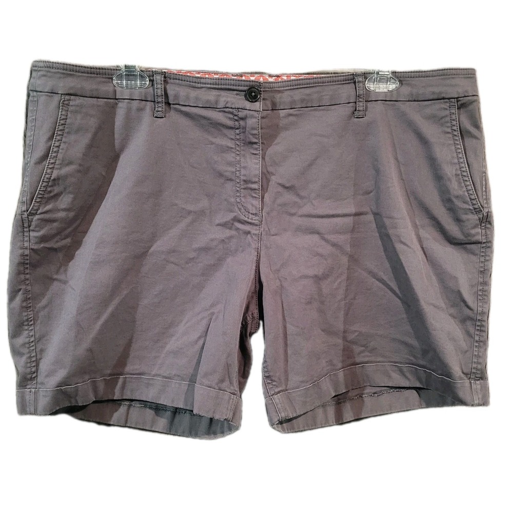 Boden Brown Chino Shorts Plus Size 18 x 6 Cuffed Pockets Preppy Cotton Blend